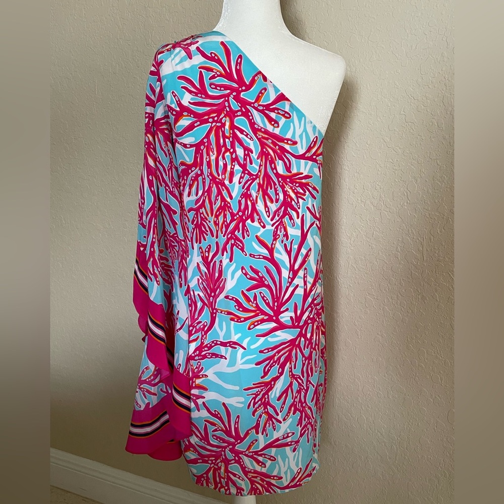 ❌SOLD❌🎉HP🎉Lilly Pulitzer Marlee One Shoulder Silk Dress 2 - Picture 7 of 12